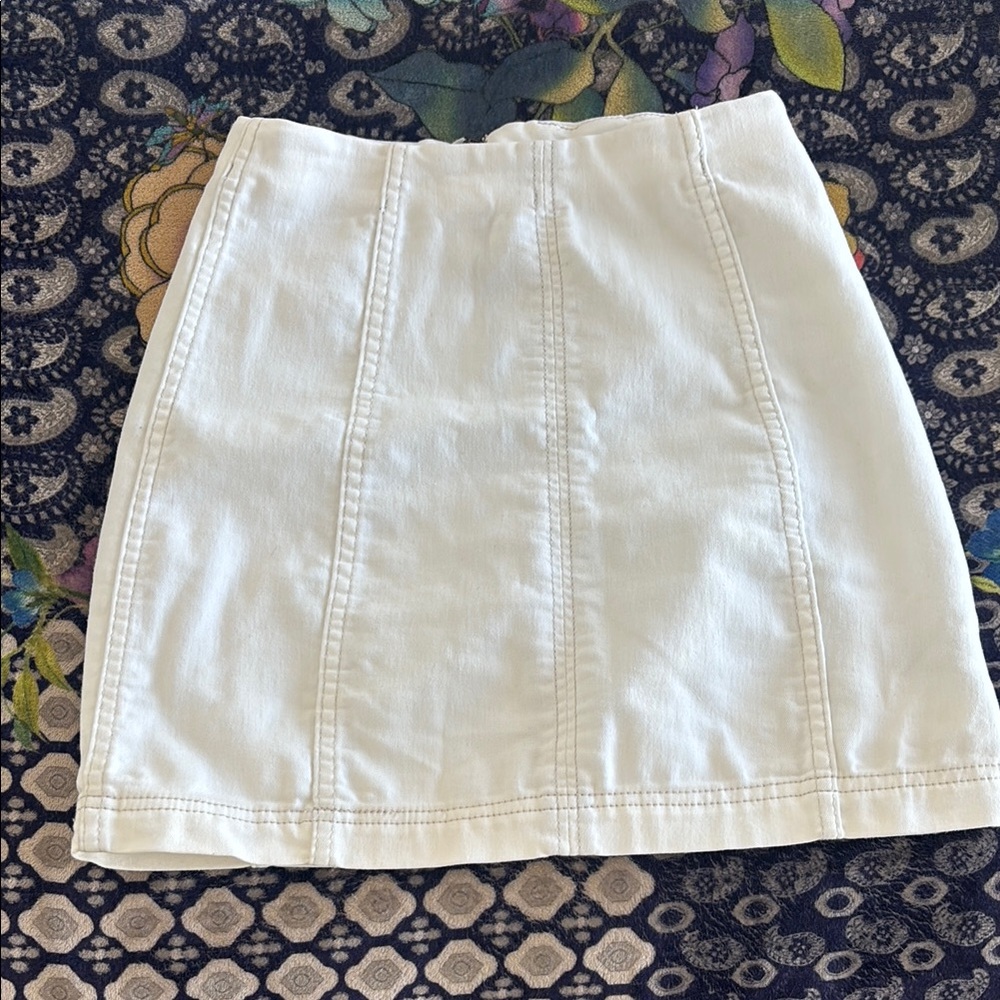 Free People white denim skirt